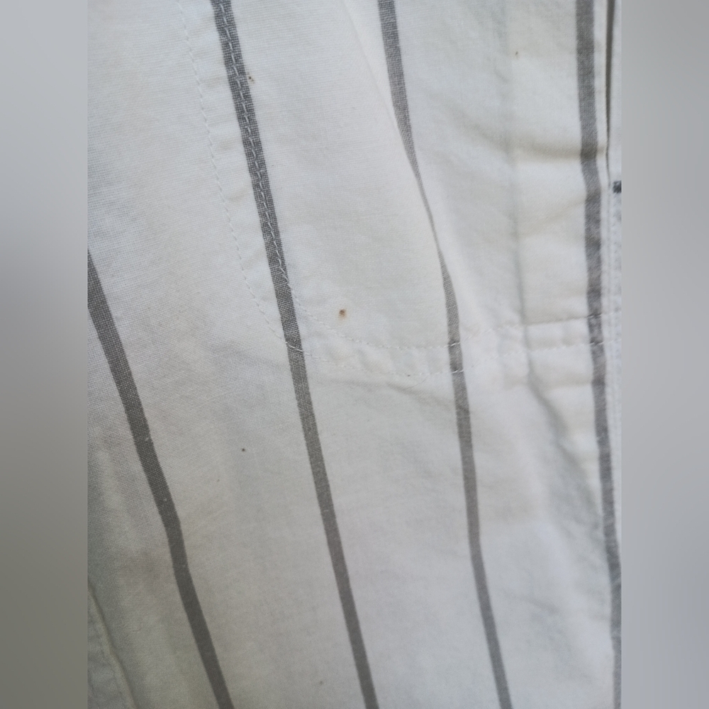 Vintage Bugle Boy White Striped 100% Cotton Button-Up Shirt_Med - Picture 6 of 9